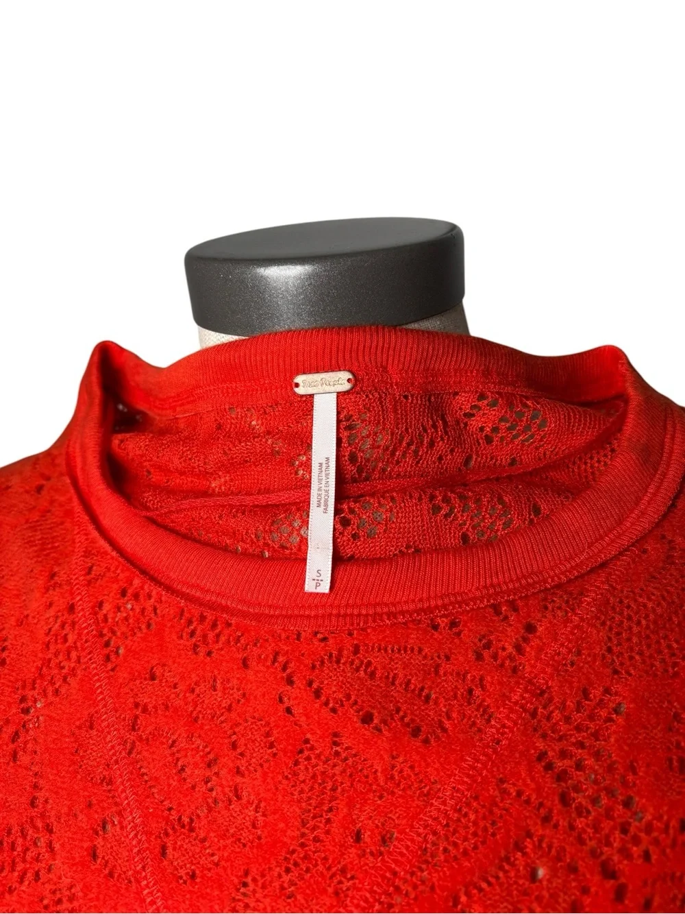 Free People “Not Cold In This” Red Lace Layered Top — Small Vacation Beachy Boho